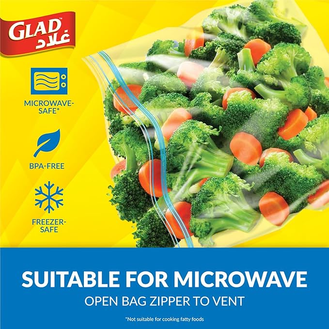 Glad Zipper Freezer Bags Size 27.4cm x 26.5cm 25pcs
