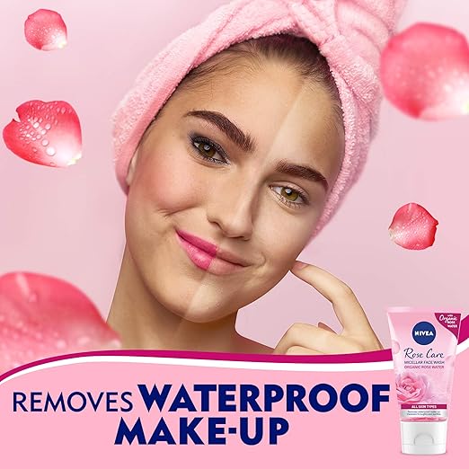 Nivea Rose Water Wash Gel (150 ml), Facial Cleansing with MicellAIR Technology and Natural Rose Water, Cleansing Gel for All Skin Types