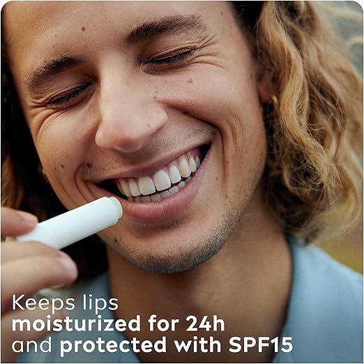 Labello Men Active Lip Balm, SPF 15, 24H Melt-In Moisture, with naturally derived ingredients, Mineral Oil Free, Fragrance Free, 4.8g
