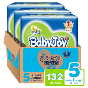 BabyJoy Compressed Culotte Pants Diaper, Size 5, Junior, 12-18 Kg, Mega Box, 132 Diapers