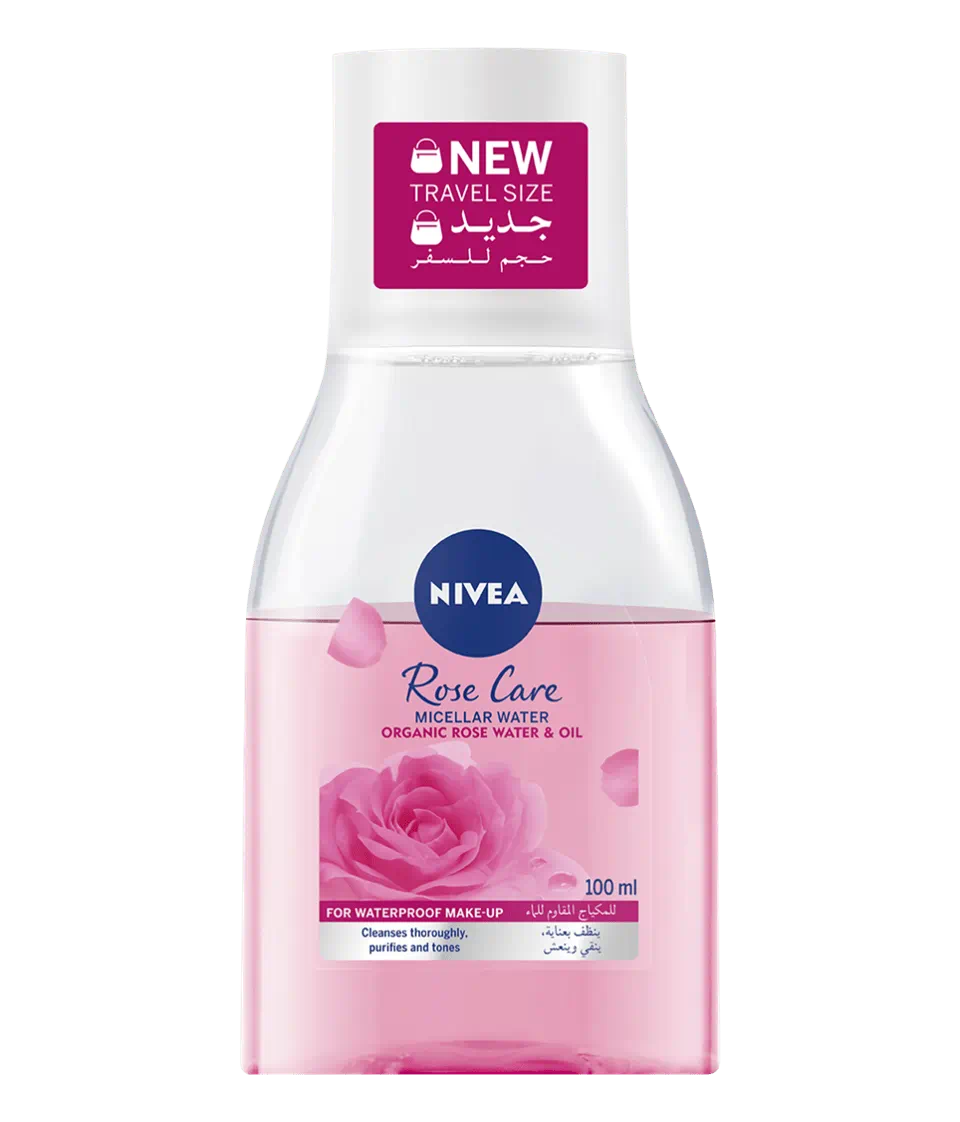 NIVEA Face Micellar Water Makeup Remover, Rose Care Biphase with Organic Rose Water, 2x100ml