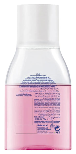NIVEA Face Micellar Water Makeup Remover, Rose Care Biphase with Organic Rose Water, 2x100ml